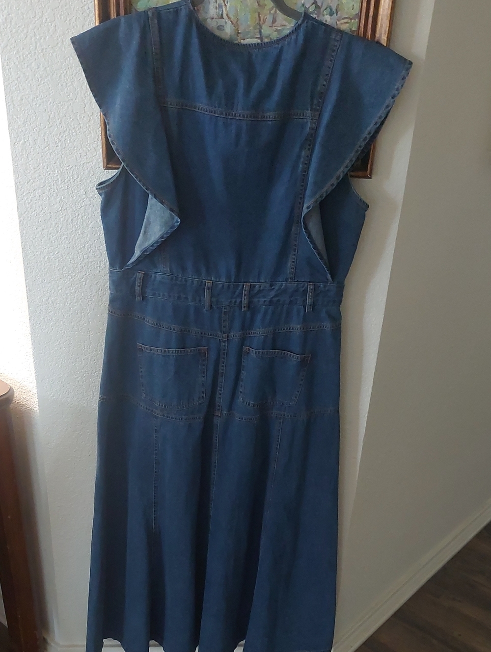 Denim A-Line Midi Dress in Blue - Picture 12 of 12